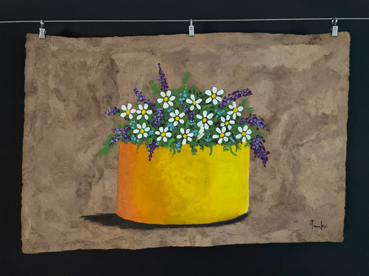 Blumen im Topf weiss / orange